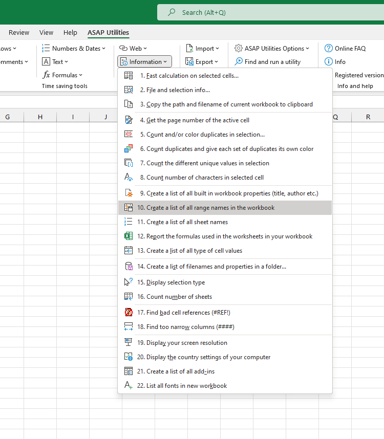 Information  ›  10 Create a list of all range names in the workbook