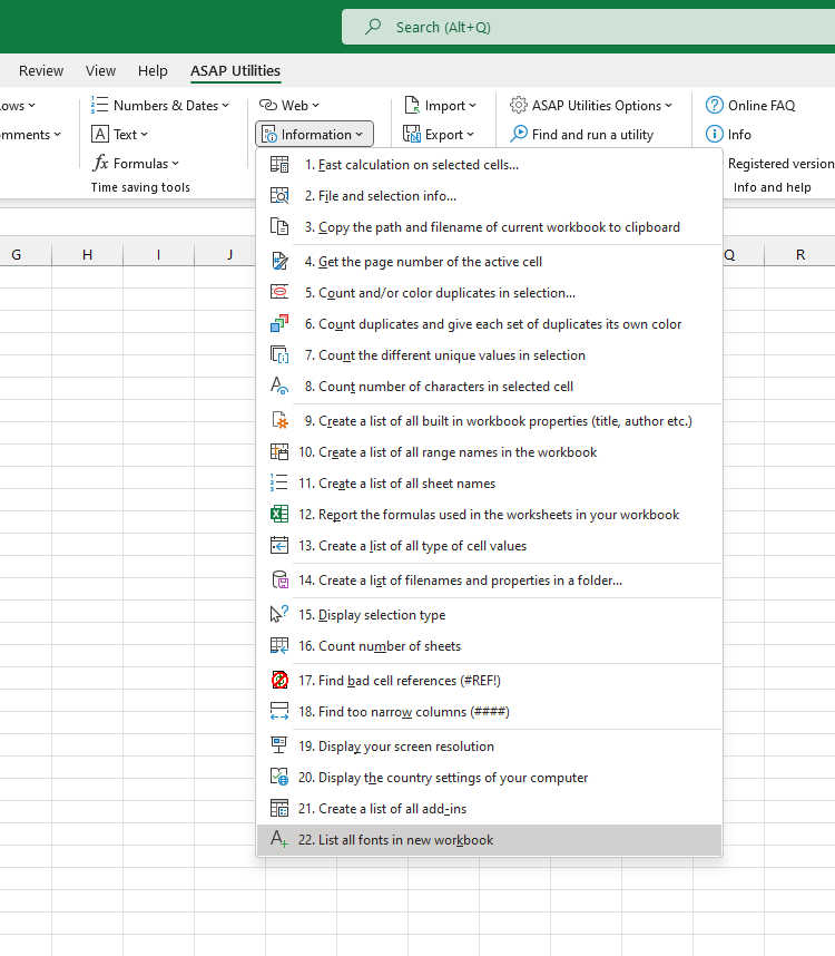 Information  ›  List all fonts in new workbook