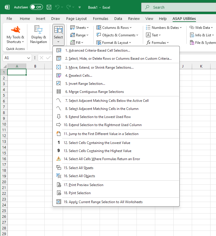 Select  ›  5 Invert Range Selection... Select  ›  5 Invert Range Selection...