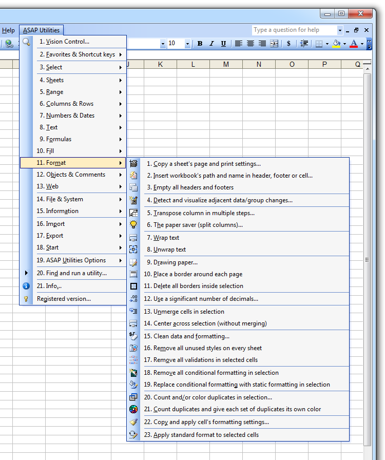 “format” Utilities Asap Utilities Description Of Our Excel Tools English 6447